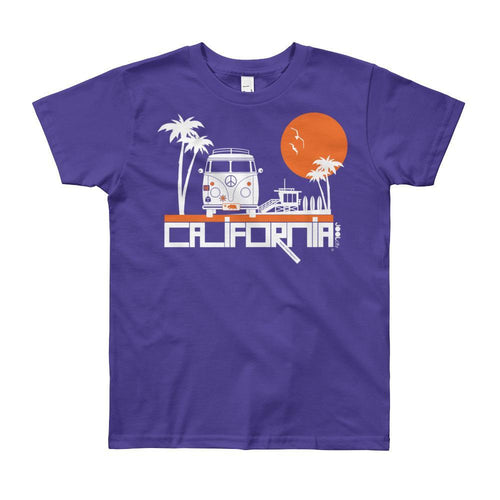 California Beach Peace Short Sleeve Youth T-shirt T-Shirt Purple / 12yrs designed by JOOLcity