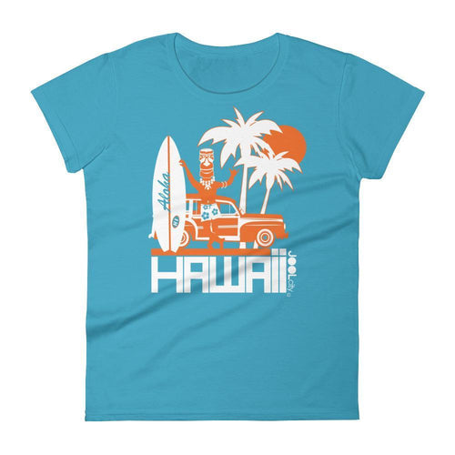 Hawaii  Surfin Woody  Women's   Short Sleeve T-Shirt T-Shirt Caribbean Blue / 2XL designed by JOOLcity