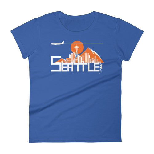 Seattle Skyline Flight Women's Short Sleeve T-Shirt T-Shirt Royal Blue / 2XL designed by JOOLcity