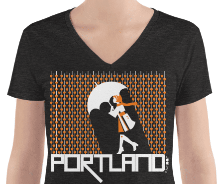 Portland Raining Hearts Women's Fashion Deep V-neck Tee