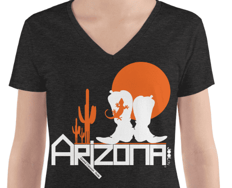 Arizona Desert Booties Women's Fashion Deep V-neck Tee T-Shirts  designed by JOOLcity