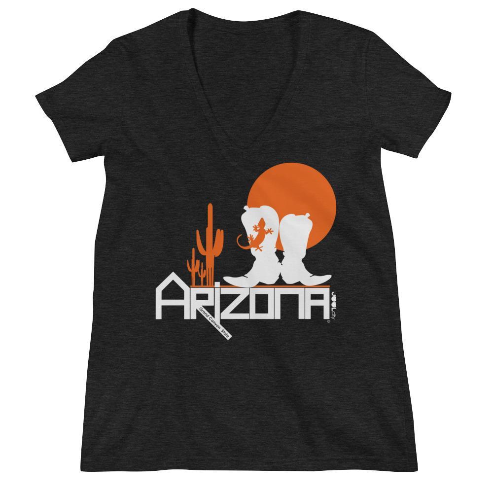 Arizona Desert Booties Women's Fashion Deep V-neck Tee T-Shirts Charcoal black Triblend / 2XL designed by JOOLcity