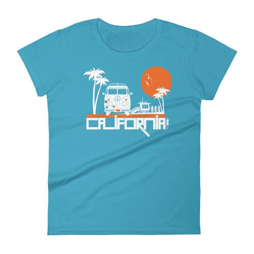 California  Beach Peace  Women's Short Sleeve T-Shirt T-Shirt Caribbean Blue / 2XL designed by JOOLcity