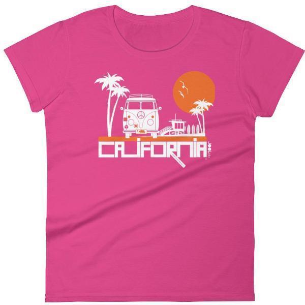 California  Beach Peace  Women's Short Sleeve T-Shirt T-Shirt Hot Pink / 2XL designed by JOOLcity