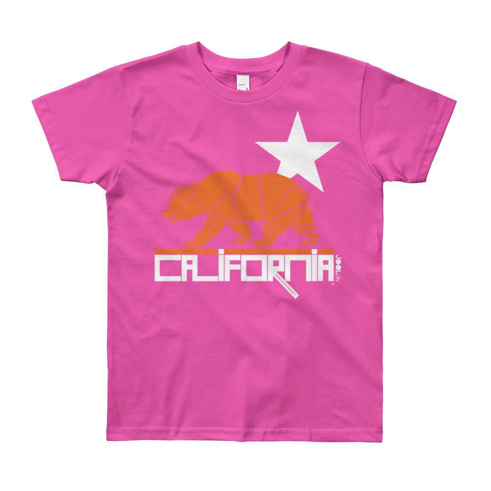 California Geo Bear Short Sleeve Youth T-shirt T-Shirt Fuchsia / 12yrs designed by JOOLcity