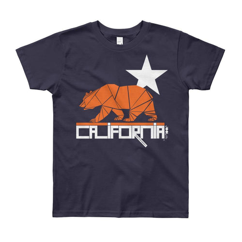 California Geo Bear Short Sleeve Youth T-shirt T-Shirt Navy / 12yrs designed by JOOLcity