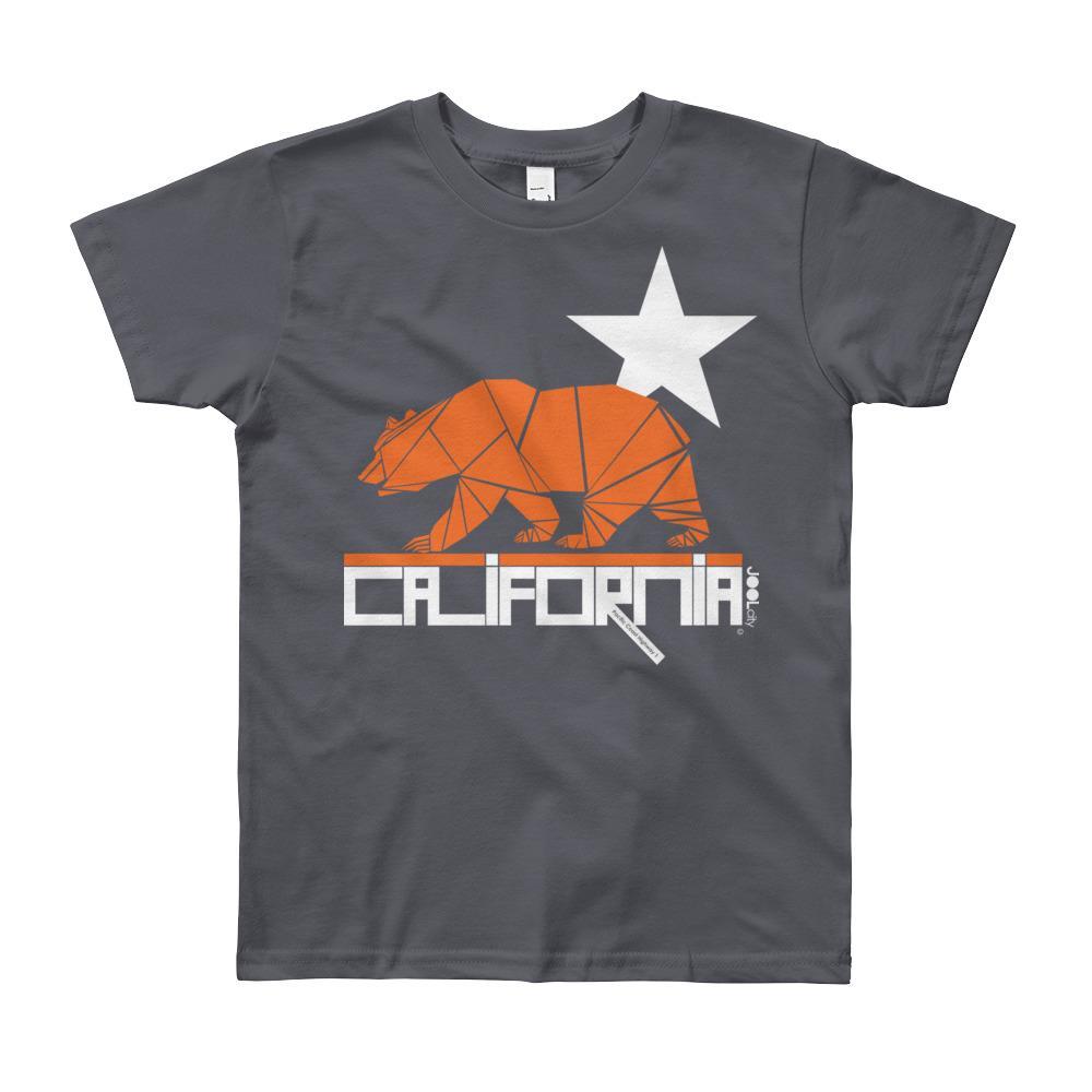 California Geo Bear Short Sleeve Youth T-shirt T-Shirt Slate / 12yrs designed by JOOLcity