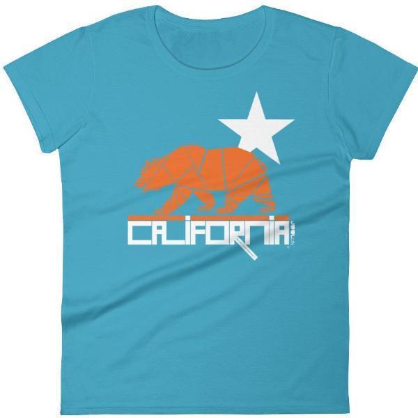 California  Geo Bear  Women's Short Sleeve T-Shirt T-Shirt Caribbean Blue / 2XL designed by JOOLcity