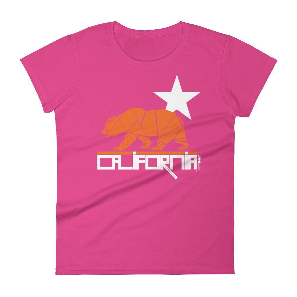 California  Geo Bear  Women's Short Sleeve T-Shirt T-Shirt Hot Pink / 2XL designed by JOOLcity