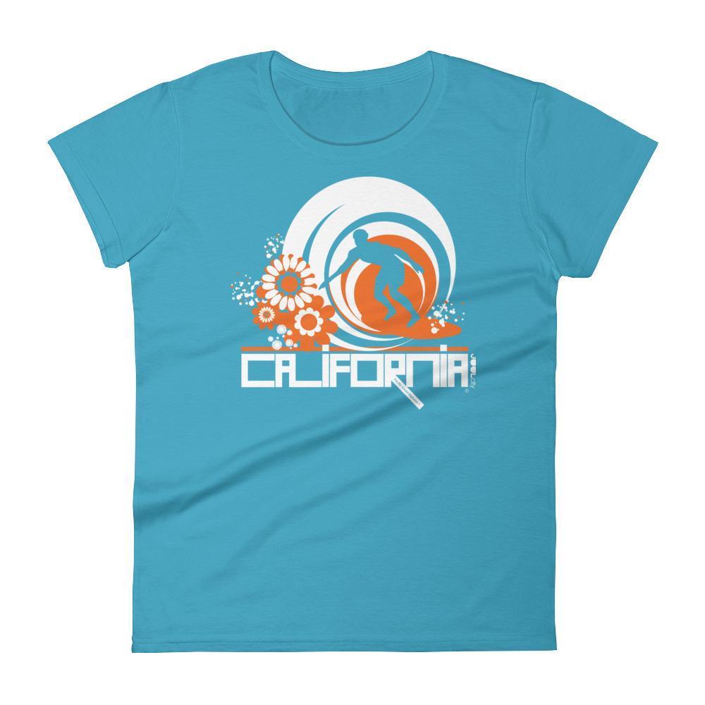 California  Ripcurl Flower Power  Women's Short Sleeve T-Shirt T-Shirt Caribbean Blue / 2XL designed by JOOLcity