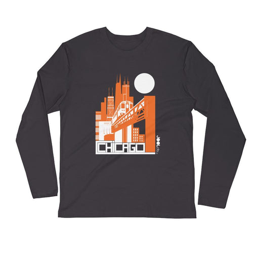 Chicago El Train Long Sleeve Men's T-Shirt T-Shirt 2XL designed by JOOLcity