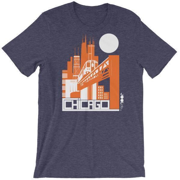 Chicago El Train Short-Sleeve Men's T-Shirt T-Shirt Heather Midnight Navy / 2XL designed by JOOLcity