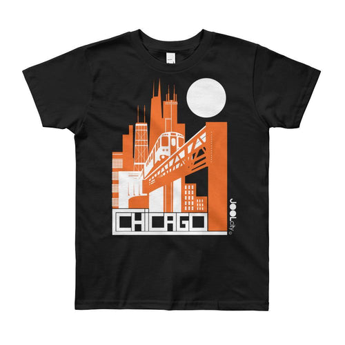 Chicago El Train Short Sleeve Youth T-shirt T-Shirt Black / 12yrs designed by JOOLcity