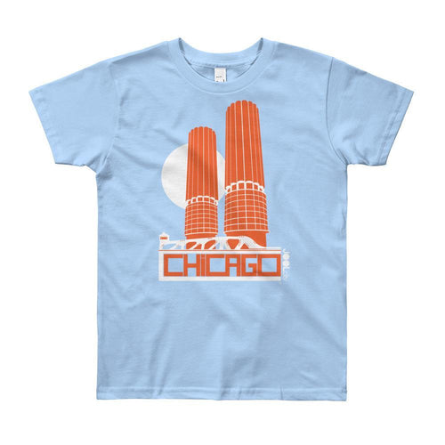 Chicago Marina Towers Short Sleeve Youth T-shirt T-Shirt Baby Blue / 12yrs designed by JOOLcity