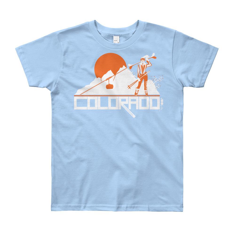 Colorado Apres Ski Short Sleeve Youth T-shirt T-Shirt Baby Blue / 12yrs designed by JOOLcity