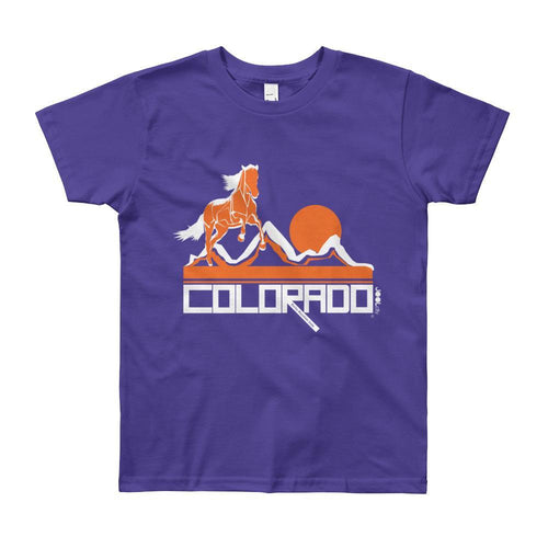 Colorado Hill Horse Short Sleeve Youth youth t-shirt T-Shirt Purple / 12yrs designed by JOOLcity