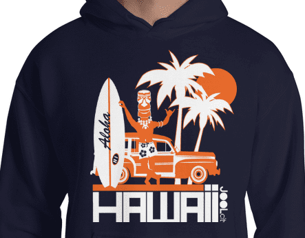 Hawaii Surfin Woody Hooded Men's Sweatshirt