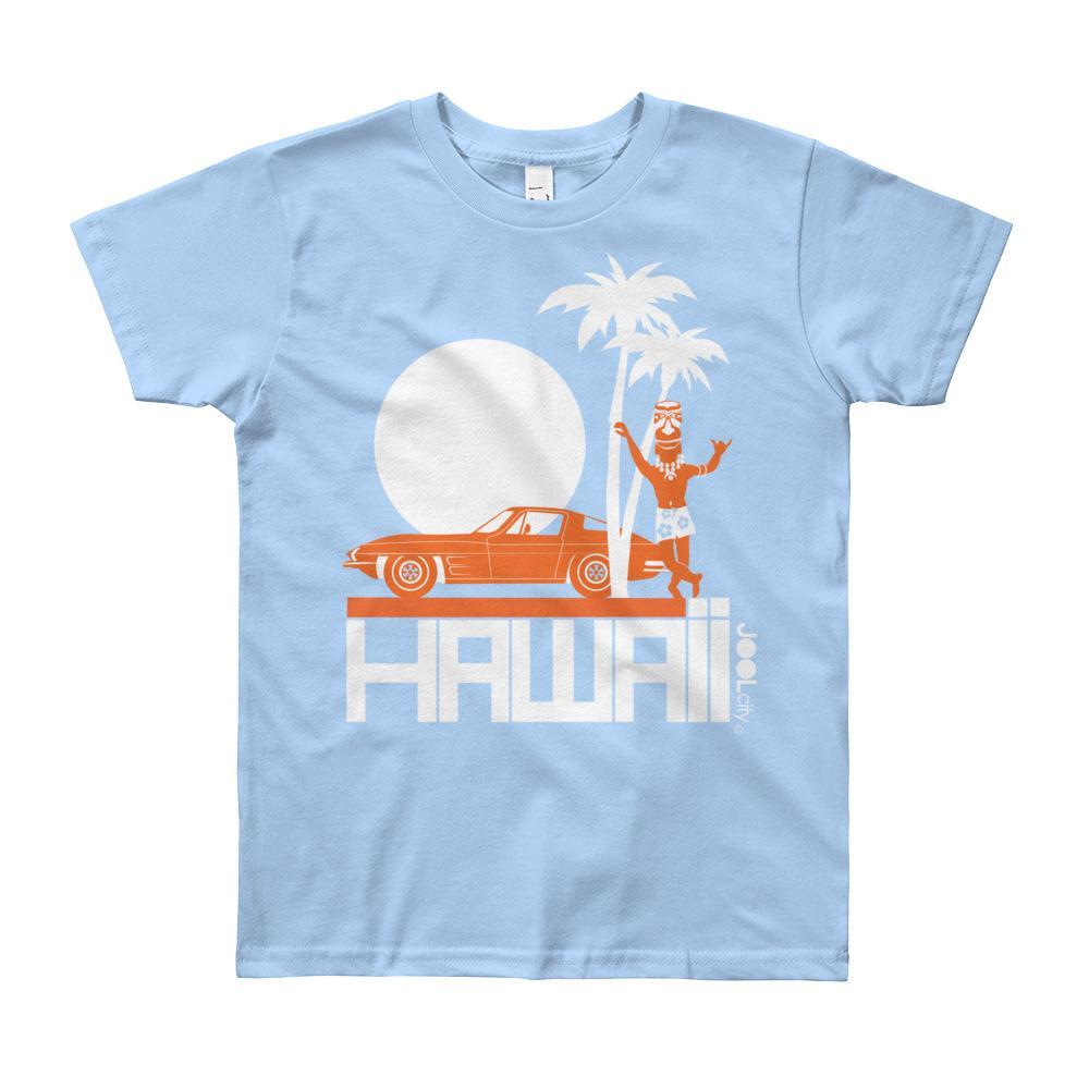 Hawaii Tiki Guy Ride Short Sleeve Youth T-shirt T-Shirt Baby Blue / 12yrs designed by JOOLcity