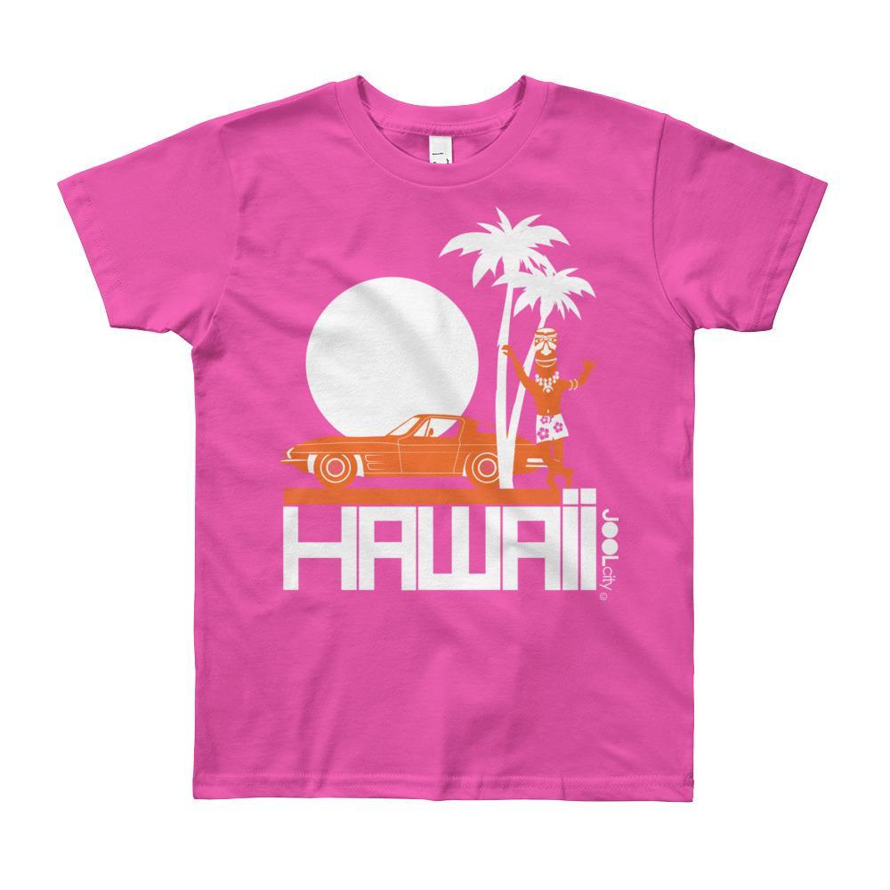 Hawaii Tiki Guy Ride Short Sleeve Youth T-shirt T-Shirt Fuchsia / 12yrs designed by JOOLcity