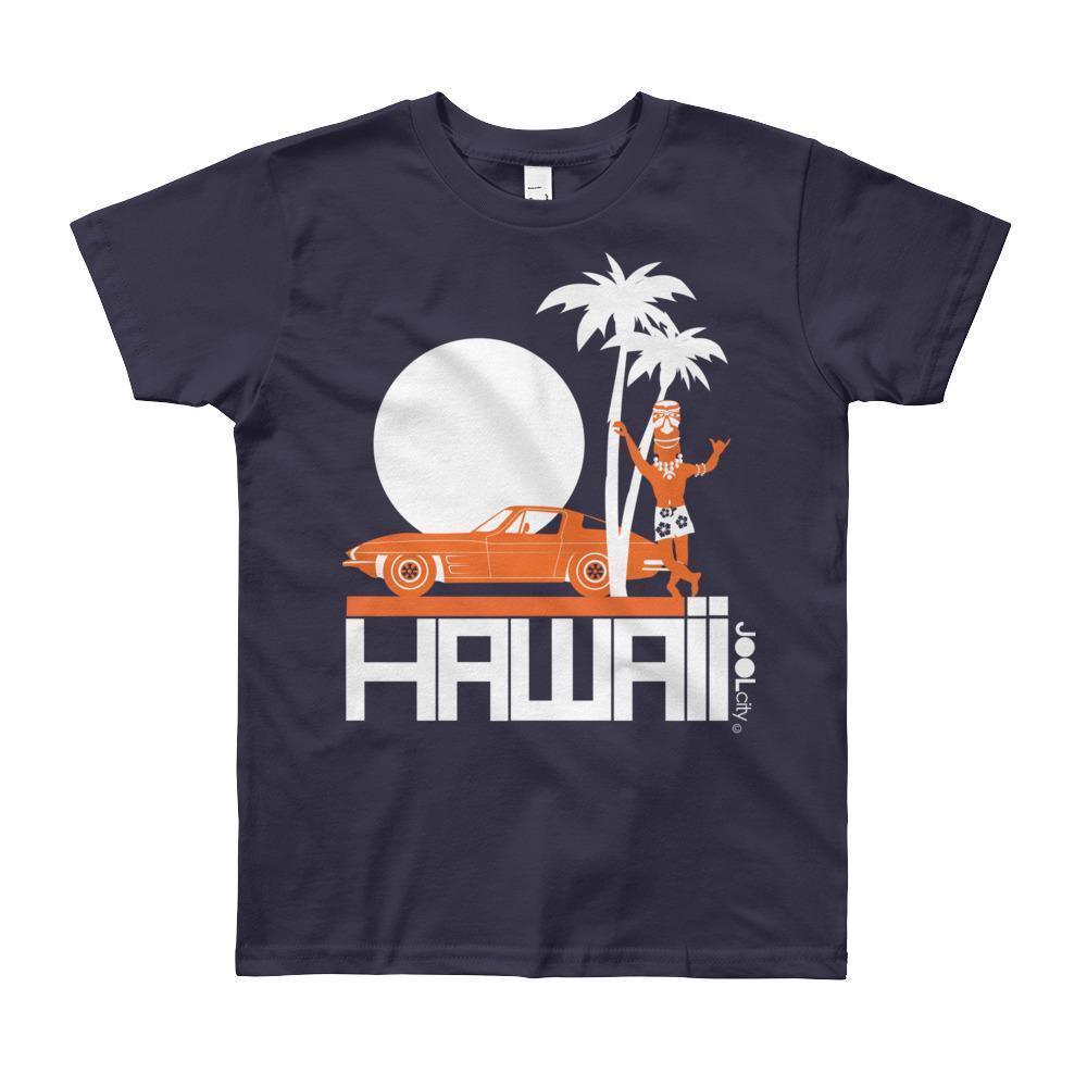 Hawaii Tiki Guy Ride Short Sleeve Youth T-shirt T-Shirt Navy / 12yrs designed by JOOLcity
