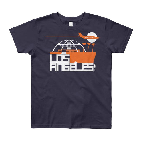 Los Angeles Flight Time Short Sleeve Youth T-shirt T-Shirt Navy / 12yrs designed by JOOLcity