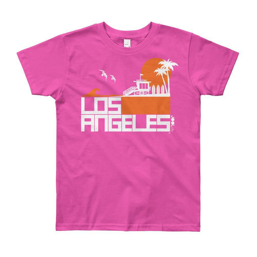 Los Angeles Lifeguard Love Short Sleeve Youth T-shirt T-Shirt Fuchsia / 12yrs designed by JOOLcity
