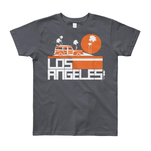 Los Angeles Woody Wagon Short Sleeve Youth T-shirt T-Shirt Slate / 12yrs designed by JOOLcity