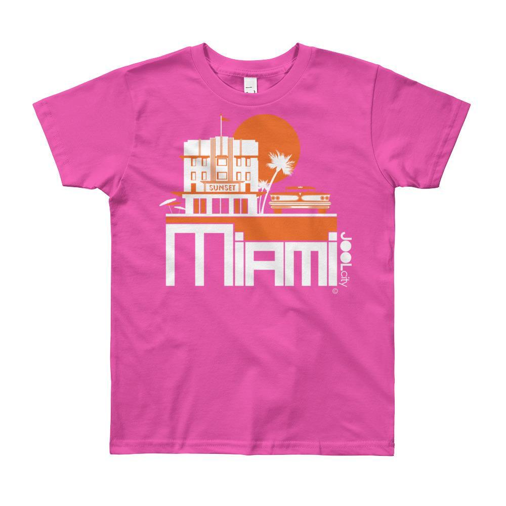 Miami Deco Ride Short Sleeve Youth T-shirt T-Shirt Fuchsia / 12yrs designed by JOOLcity
