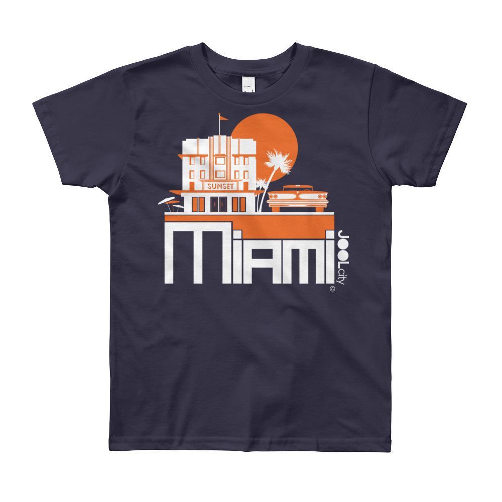 Miami Deco Ride Short Sleeve Youth T-shirt T-Shirt Navy / 12yrs designed by JOOLcity