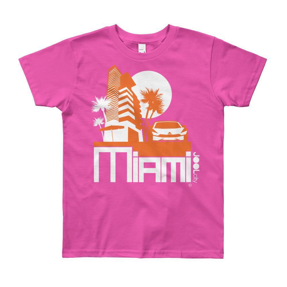 Miami Sleek City Short Sleeve Youth T-shirt T-Shirt Fuchsia / 12yrs designed by JOOLcity