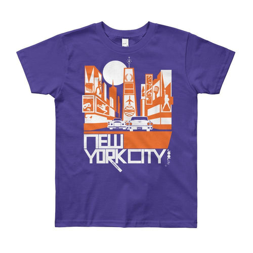 New York Broadway Nights Short Sleeve Youth T-shirt T-Shirt Purple / 12yrs designed by JOOLcity