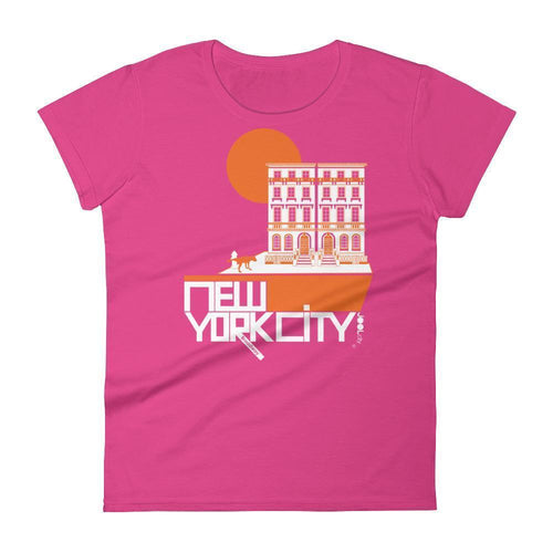 New York Brownstone Doggy Women's Short Sleeve T-Shirt T-Shirt Hot Pink / 2XL designed by JOOLcity