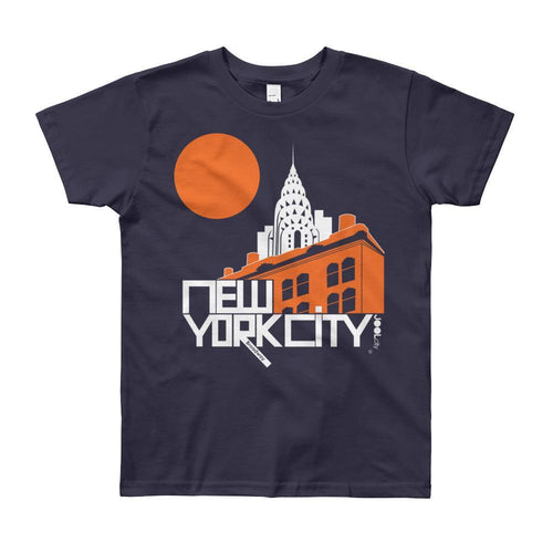 New York Gotham Deco Short Sleeve Youth T-shirt T-Shirt Navy / 12yrs designed by JOOLcity