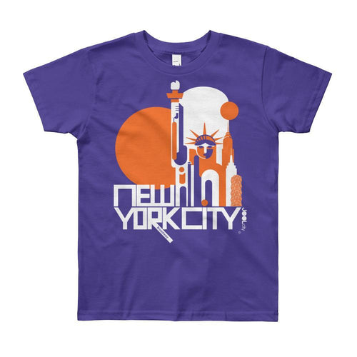 New York Lady Liberty Short Sleeve Youth T-shirt T-Shirt Purple / 12yrs designed by JOOLcity