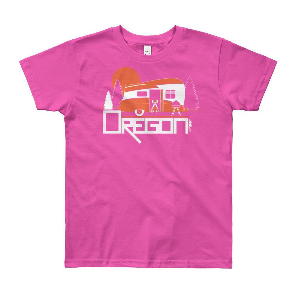 Oregon Camping Pup Short Sleeve Youth T-shirt T-Shirt Fuchsia / 12yrs designed by JOOLcity
