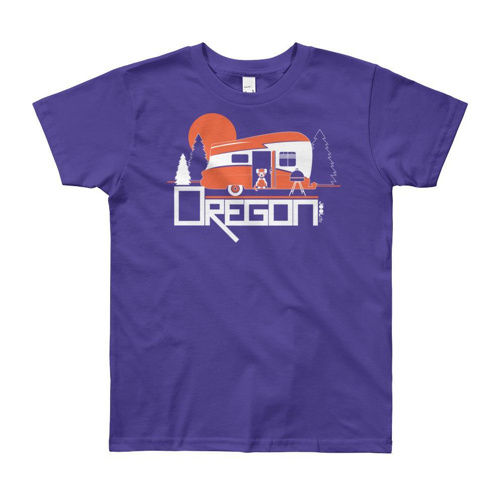 Oregon Camping Pup Short Sleeve Youth T-shirt T-Shirt Purple / 12yrs designed by JOOLcity