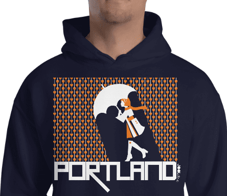 Portland Raining Hearts Hooded Sweatshirt