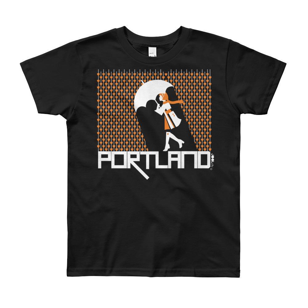 Portland Raining Hearts Short Sleeve Youth T-shirt T-Shirt Black / 12yrs designed by JOOLcity