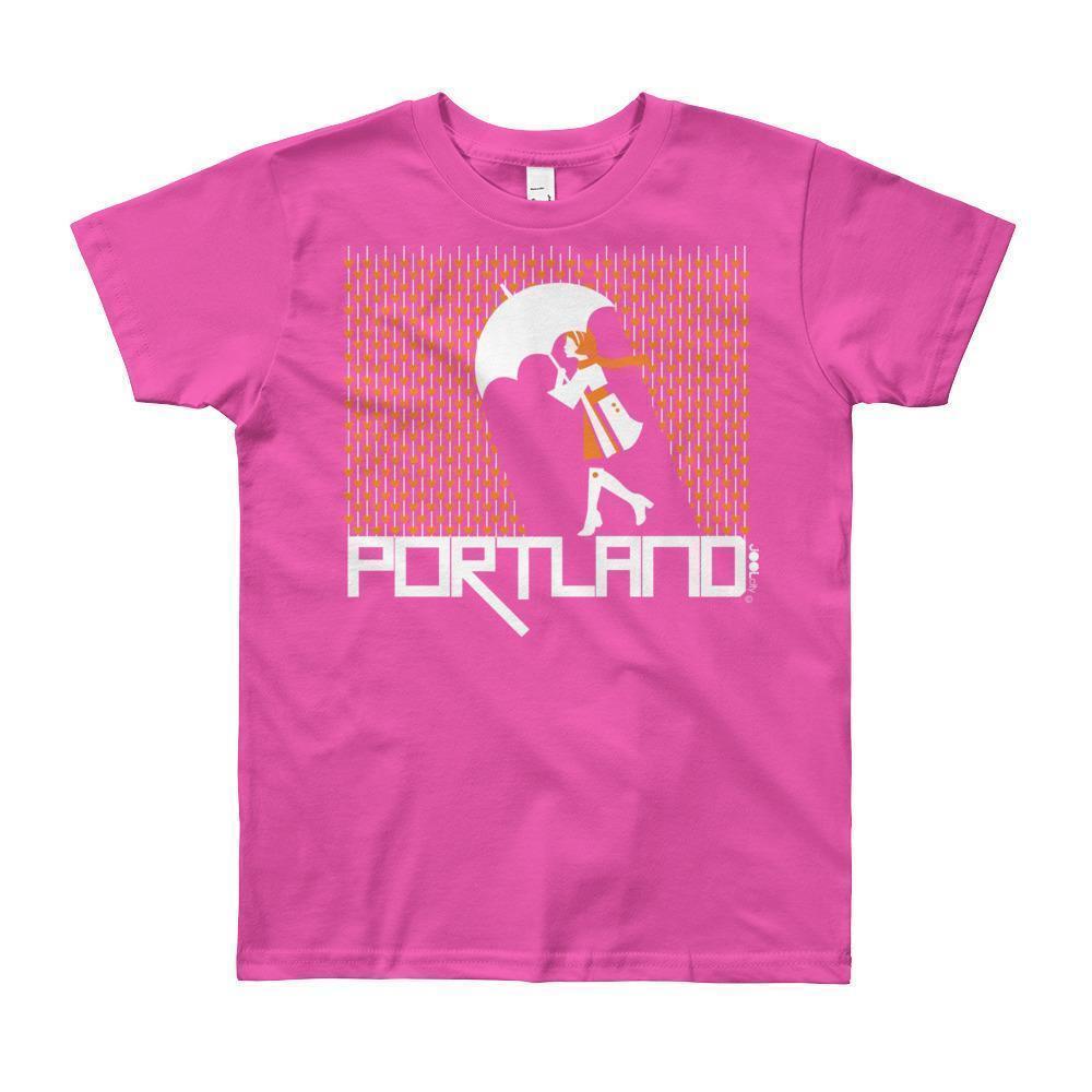 Portland Raining Hearts Short Sleeve Youth T-shirt T-Shirt Fuchsia / 12yrs designed by JOOLcity