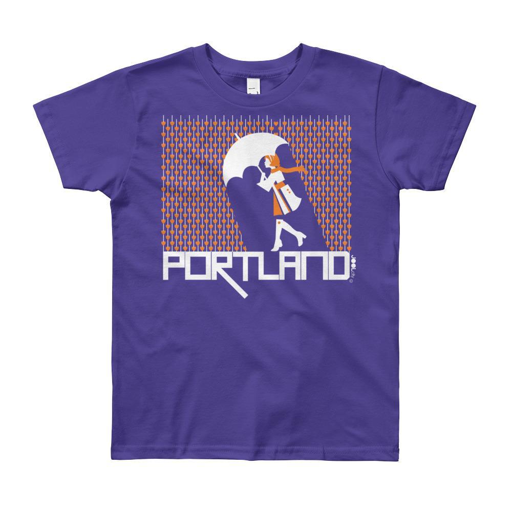 Portland Raining Hearts Short Sleeve Youth T-shirt T-Shirt Purple / 12yrs designed by JOOLcity