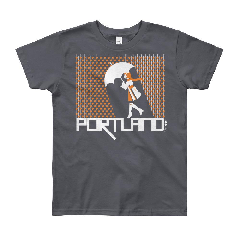 Portland Raining Hearts Short Sleeve Youth T-shirt T-Shirt Slate / 12yrs designed by JOOLcity