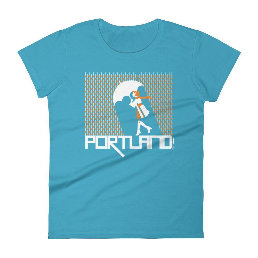Portland Raining Hearts Women's short sleeve t-shirt T-Shirt Caribbean Blue / M designed by JOOLcity