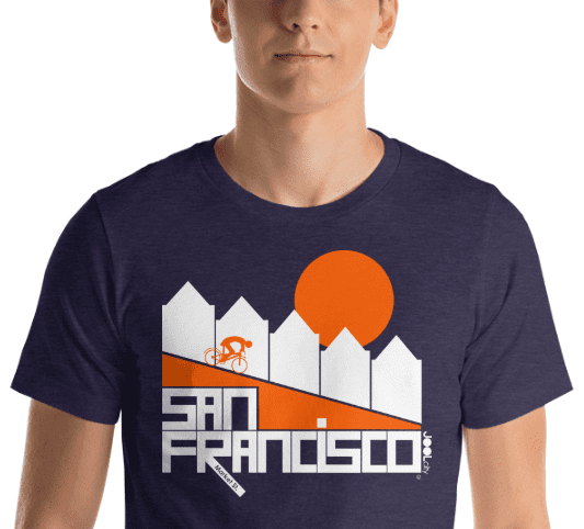 San Francisco Alamo Square Cyclist Short-Sleeve Men's T-Shirt T-Shirt  designed by JOOLcity