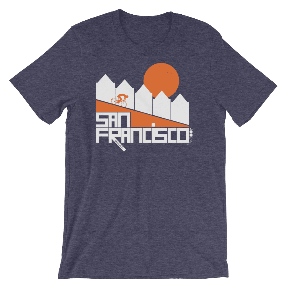 San Francisco Alamo Square Cyclist Short-Sleeve Men's T-Shirt T-Shirt Heather Midnight Navy / 2XL designed by JOOLcity