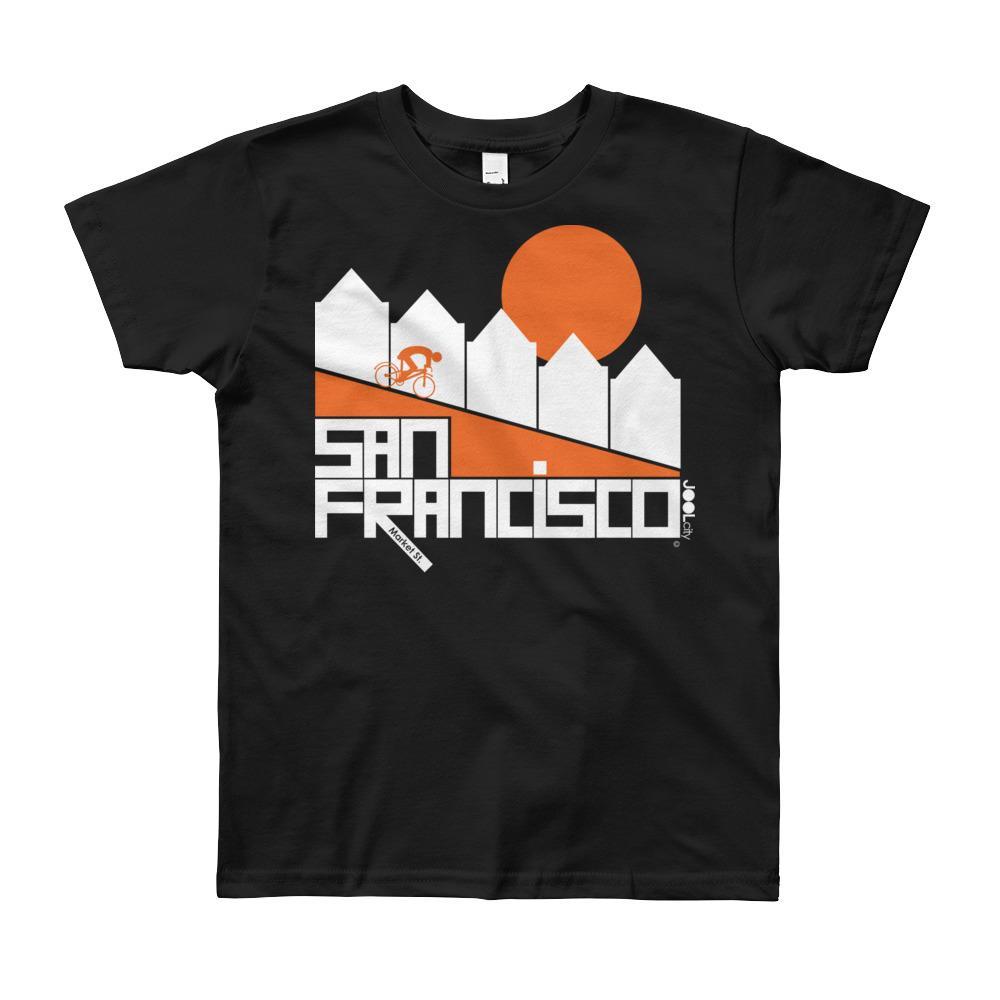 San Francisco Alamo Square Cyclist Short Sleeve Youth T-shirt T-Shirt Black / 12yrs designed by JOOLcity
