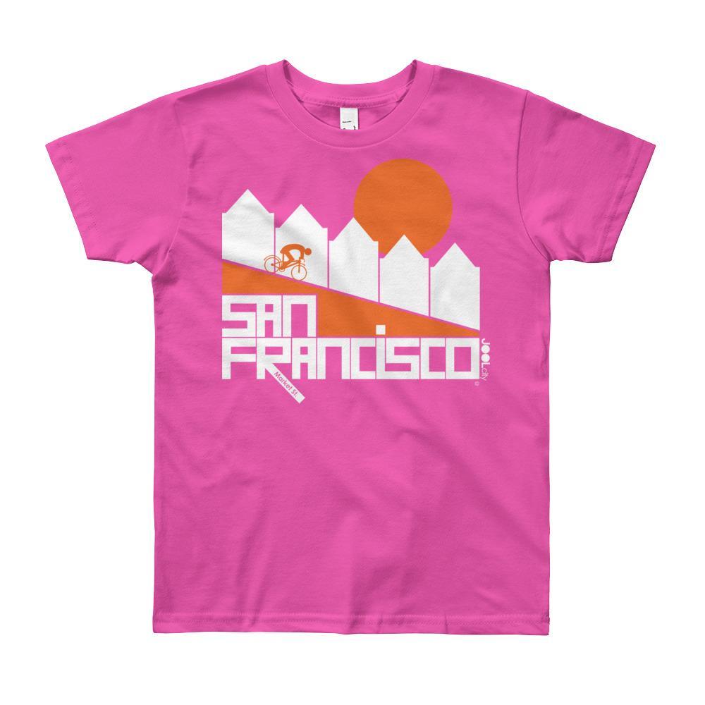 San Francisco Alamo Square Cyclist Short Sleeve Youth T-shirt T-Shirt Fuchsia / 12yrs designed by JOOLcity