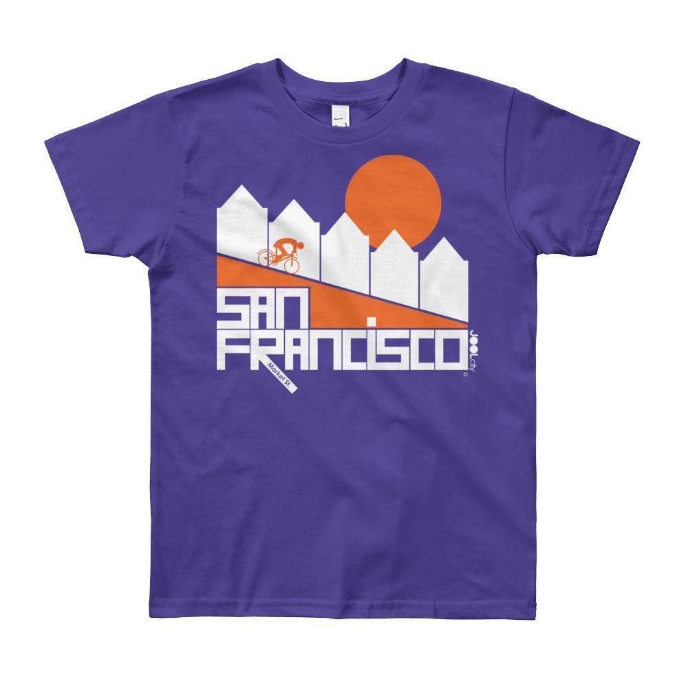 San Francisco Alamo Square Cyclist Short Sleeve Youth T-shirt T-Shirt Purple / 12yrs designed by JOOLcity