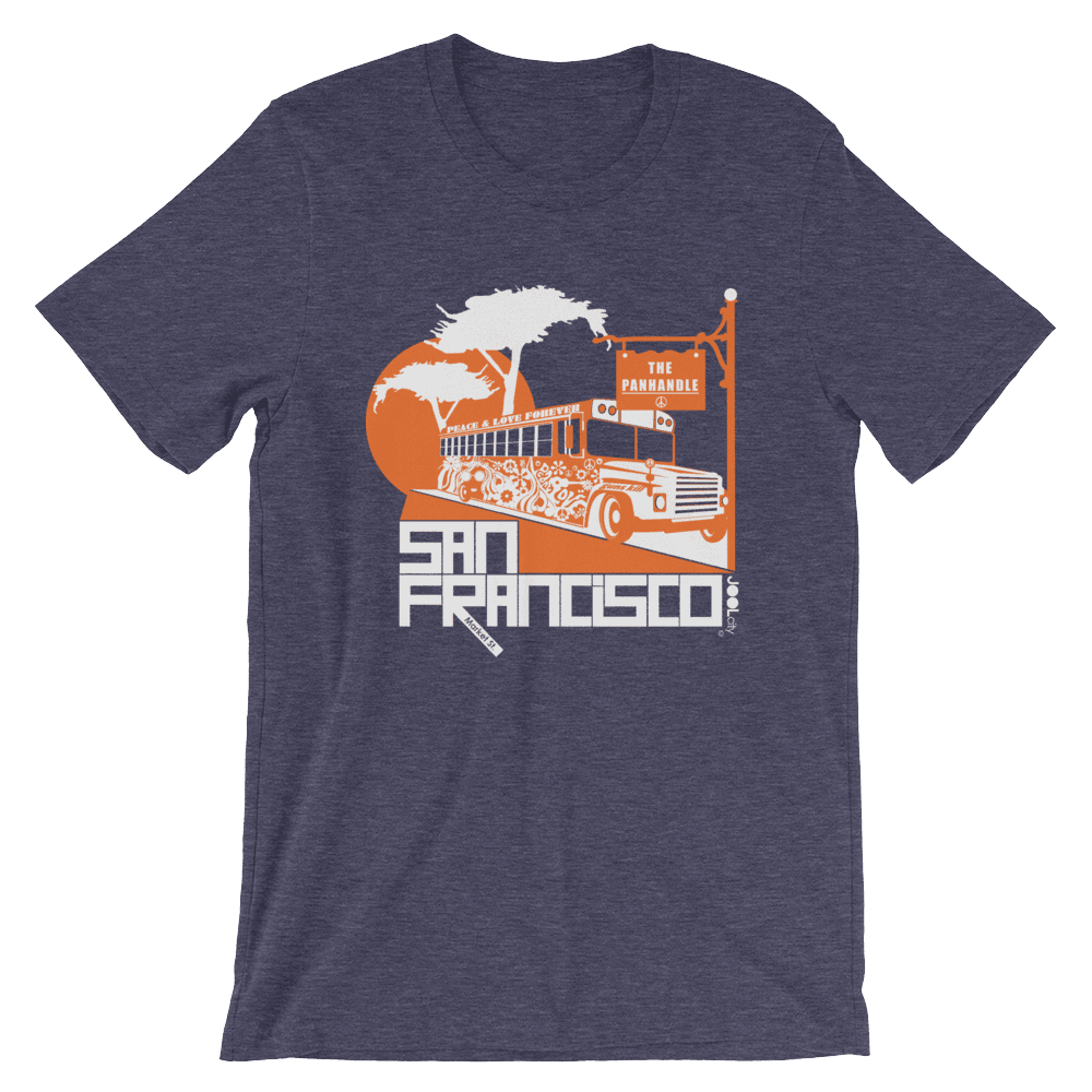 San Francisco Blissful Bus Short-Sleeve Men's T-Shirt T-Shirt Heather Midnight Navy / 2XL designed by JOOLcity