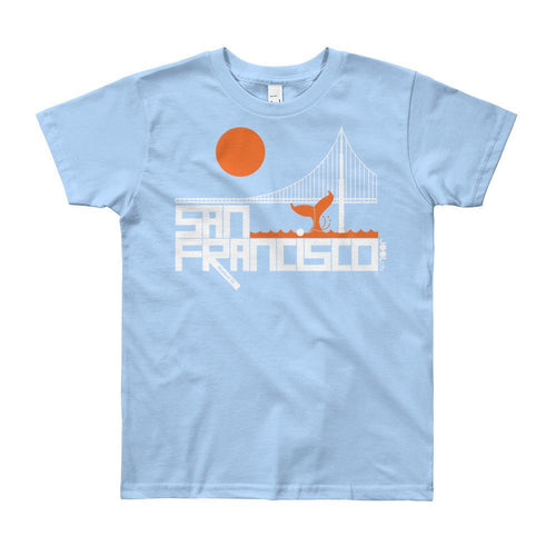 San Francisco Whale Tail Short Sleeve Youth T-shirt T-Shirt Baby Blue / 12yrs designed by JOOLcity