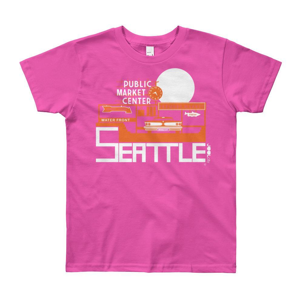 Seattle Market Ride Short Sleeve Youth T-shirt T-Shirt Fuchsia / 12yrs designed by JOOLcity